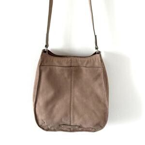 Lucky Brand Taupe Leather Crossbody Bag Boho Slouchy Everyday Minimalist